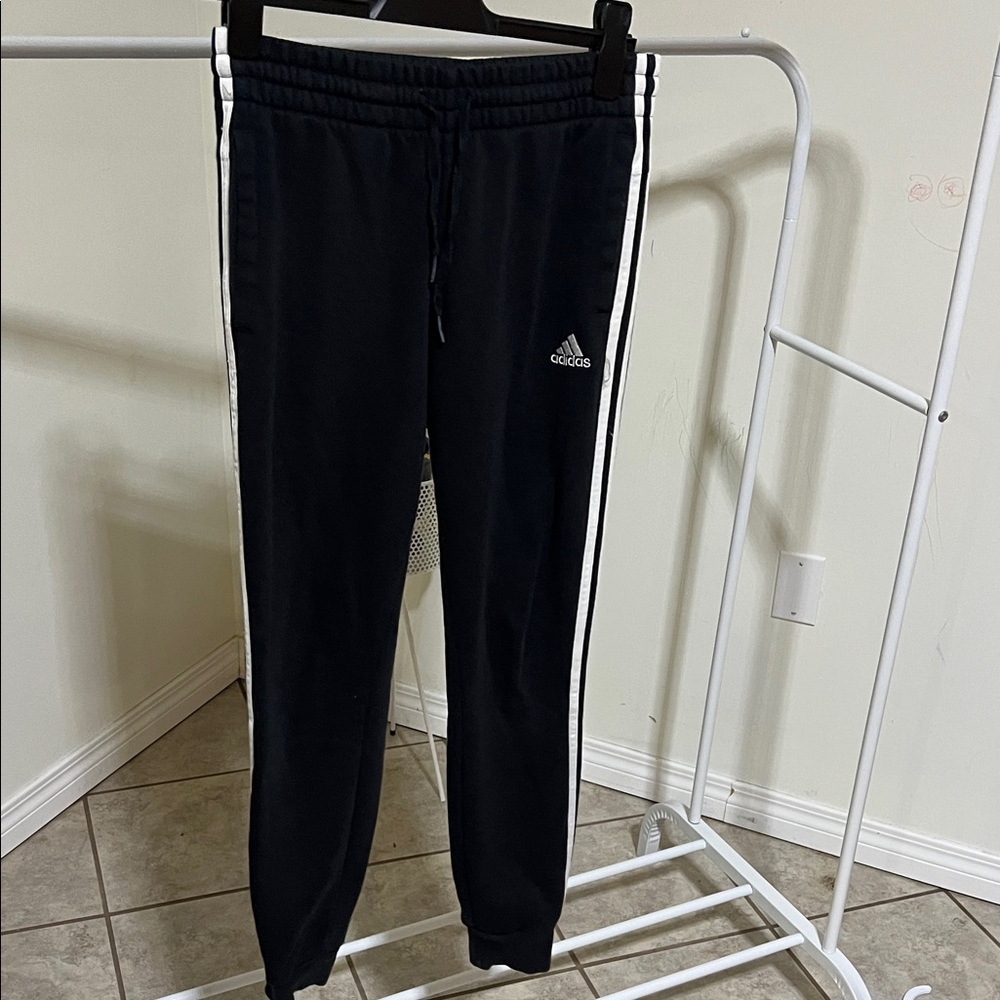 Adidas Kids Black Sweatpants with White Stripes